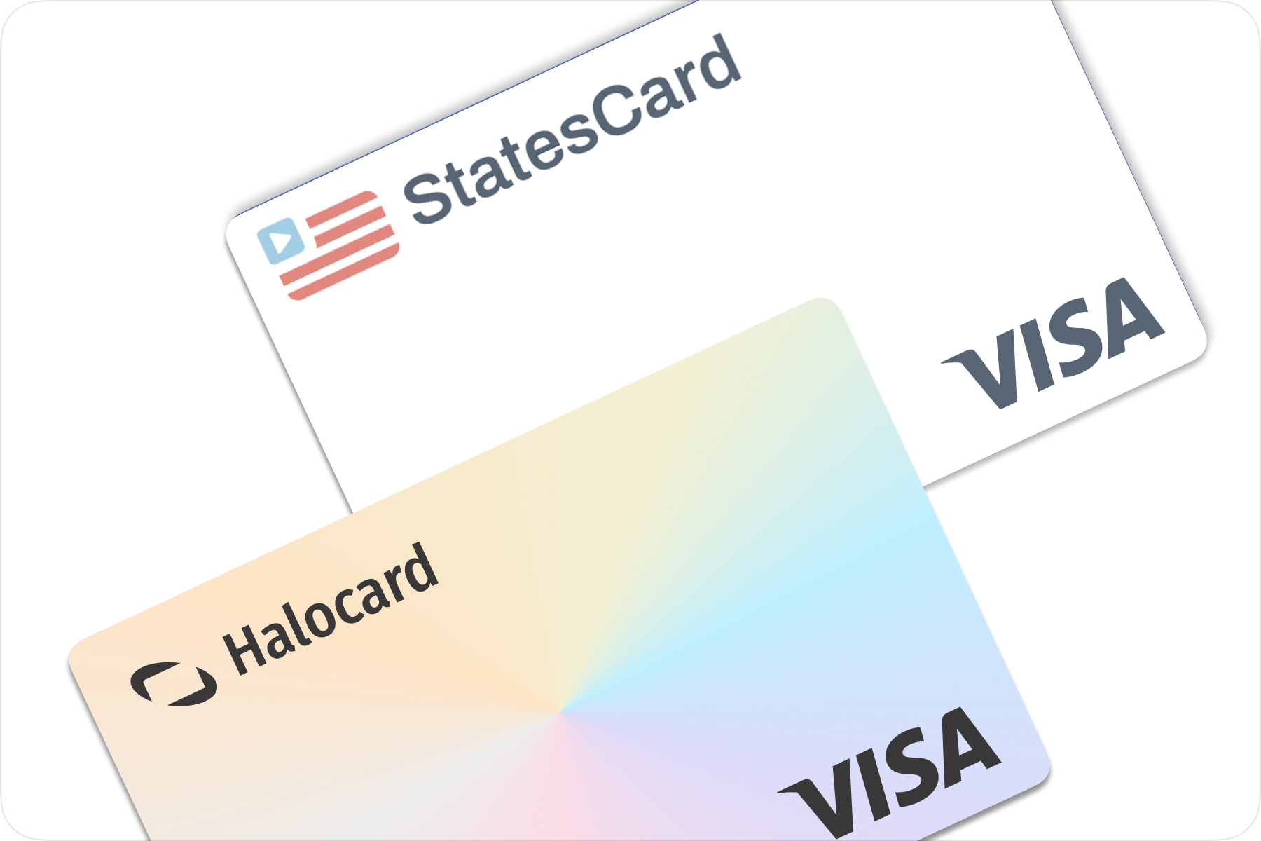 StatesCard virtual prepaid card compared to Halocard virtual Visa credit card side by side