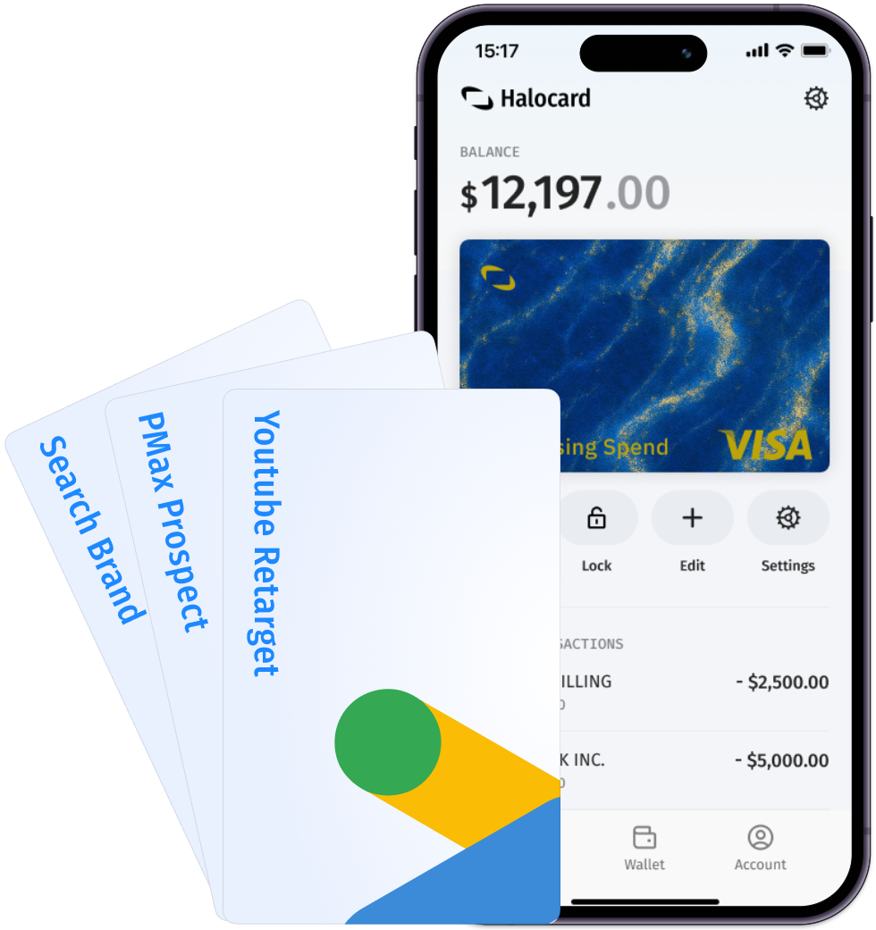 Halocard virtual card for Google Ads